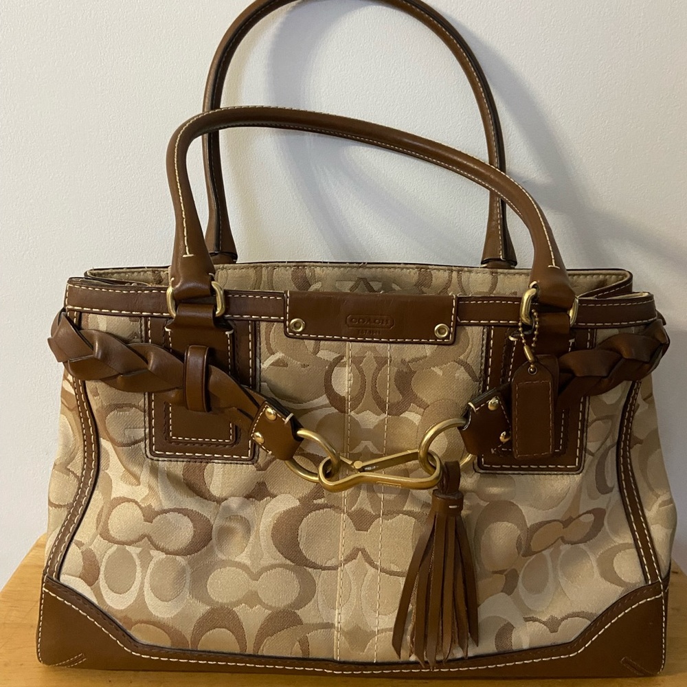 Coach Monogram Canvas Leather Satchel